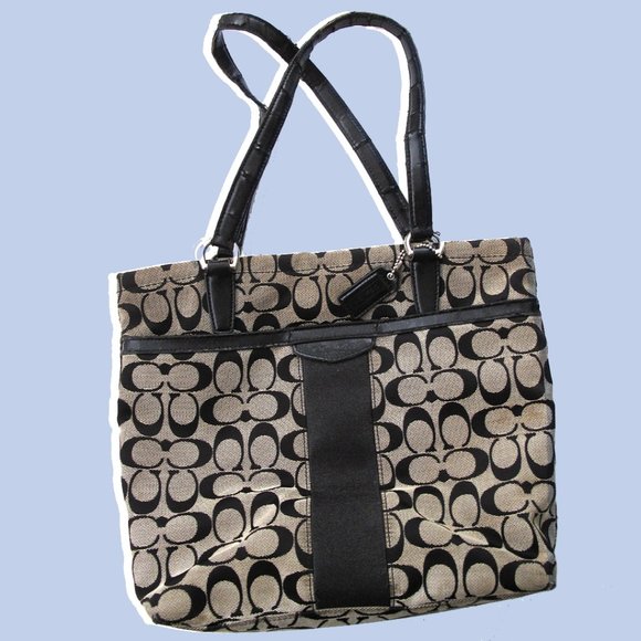Bag Coach Black and Gray Shoulder monogram pre owned luxury 💖 - Picture 1 of 13